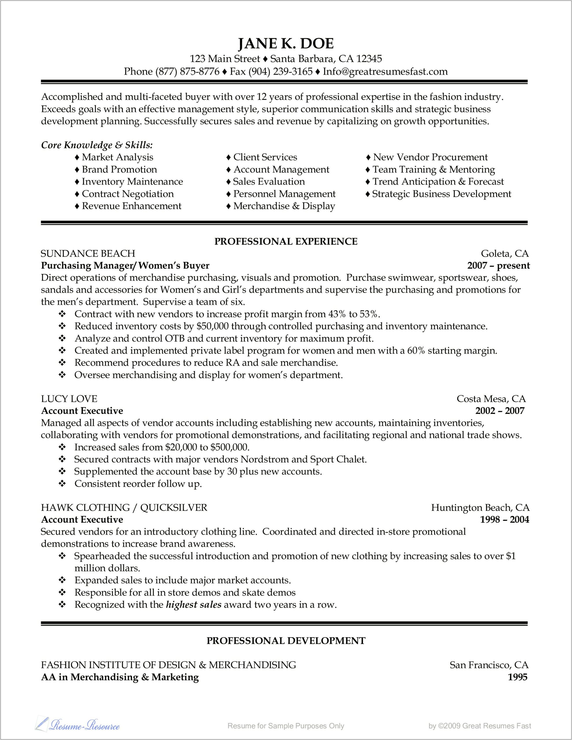 Introduction Examples For Resume Sales