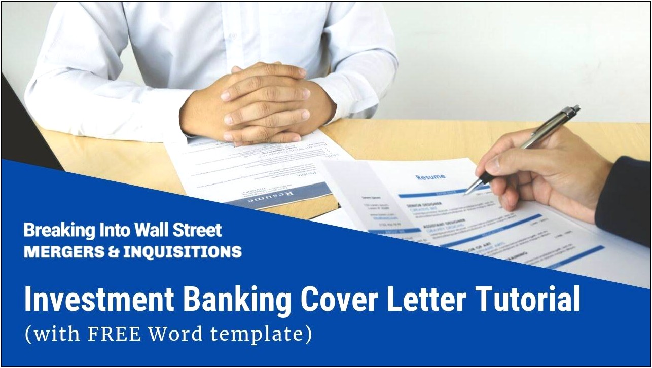 Investment Banking Cover Letter For Resume