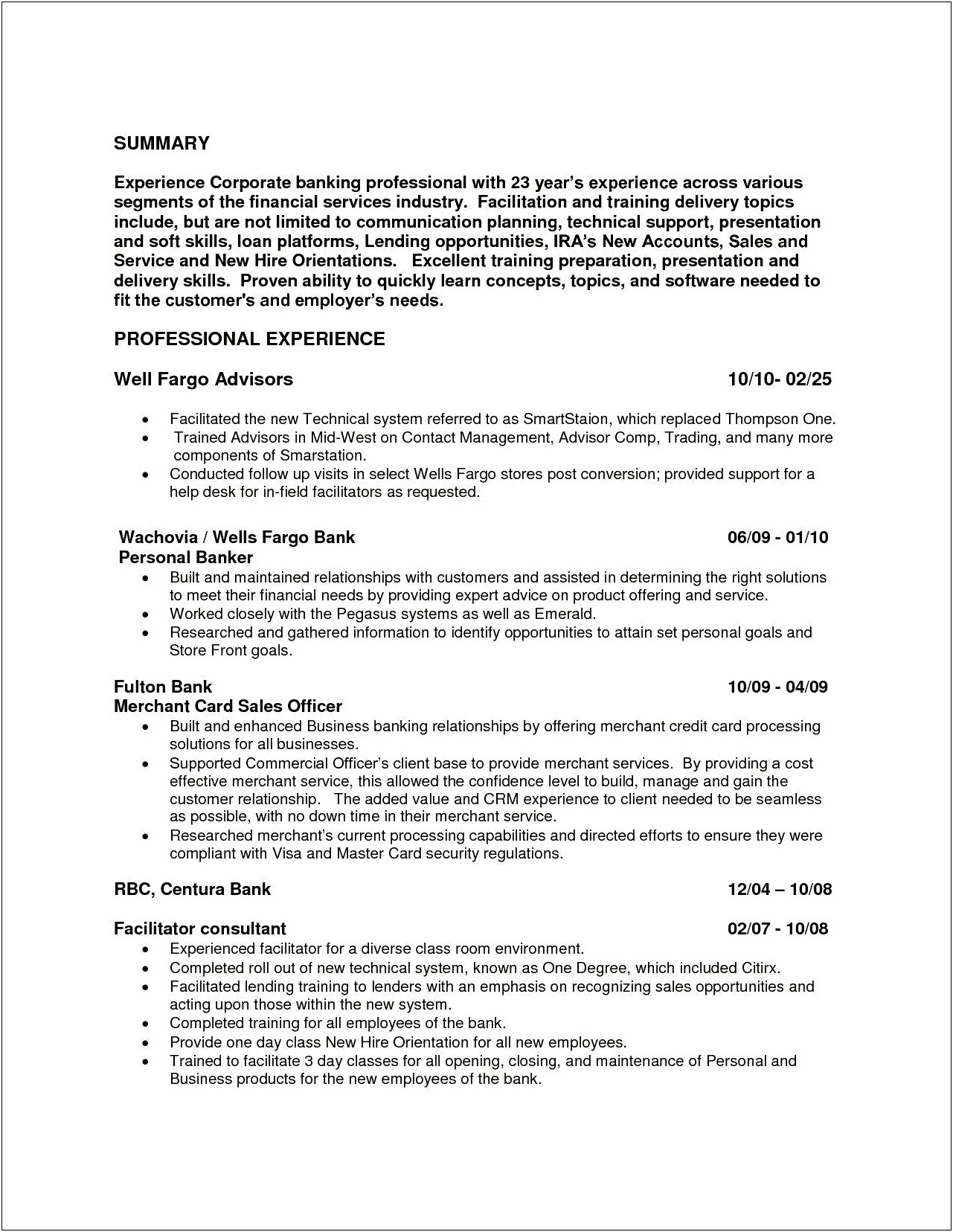 Investment Banking Executive Resume Sample