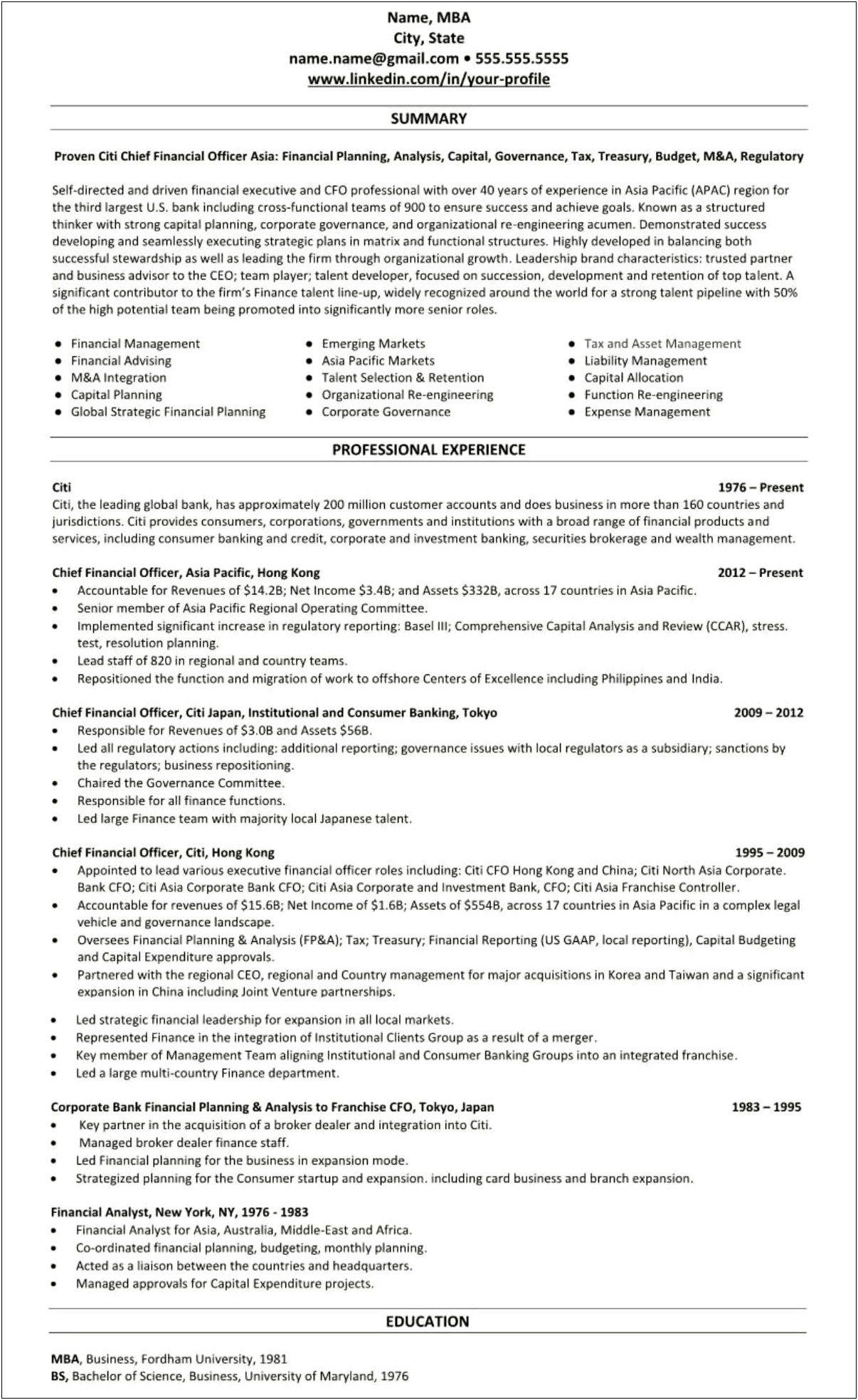 Investment Banking Operations Resume Sample