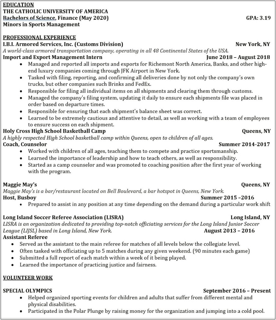 Investment Banking Resume Template With Deal Experience