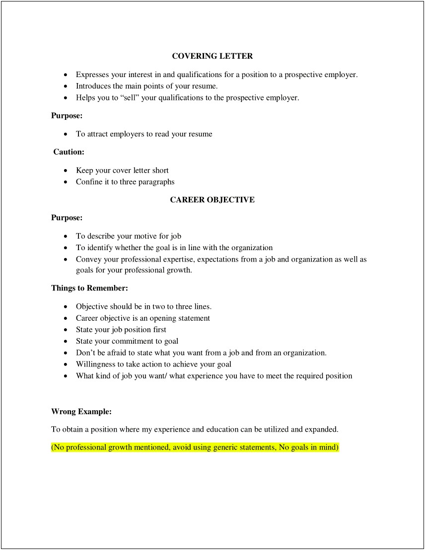Is An Opening Statement Good For A Resume