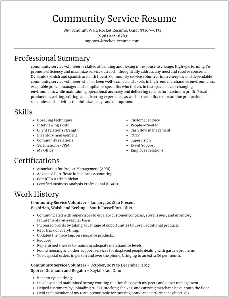 Is Community Service Good For A Resume