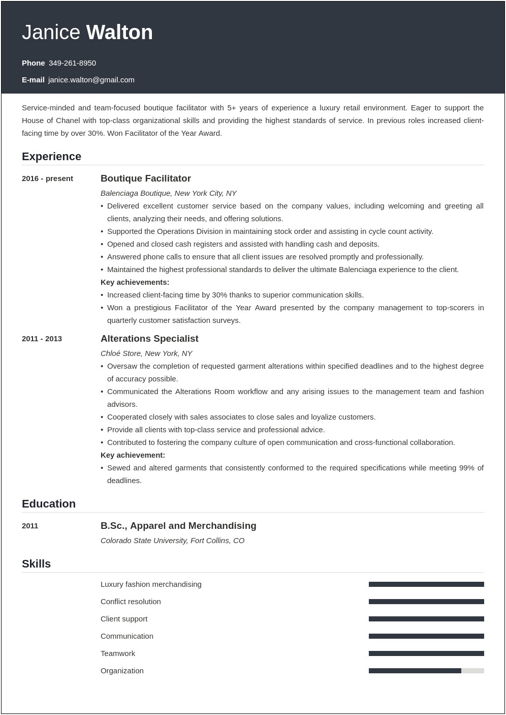 Is Fashion A Good Interest For A Resume