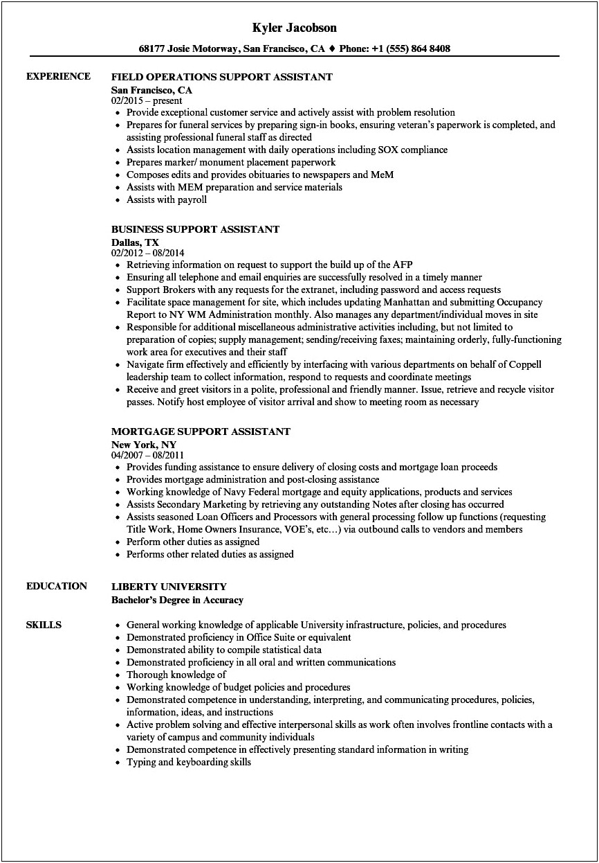 Is Support A Good Resume Word
