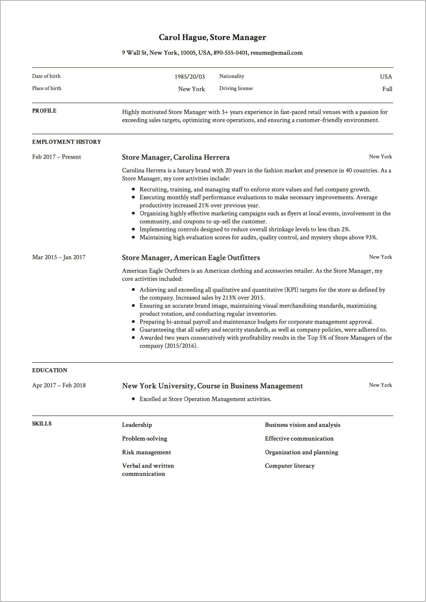 It Application Manager Resume Examples