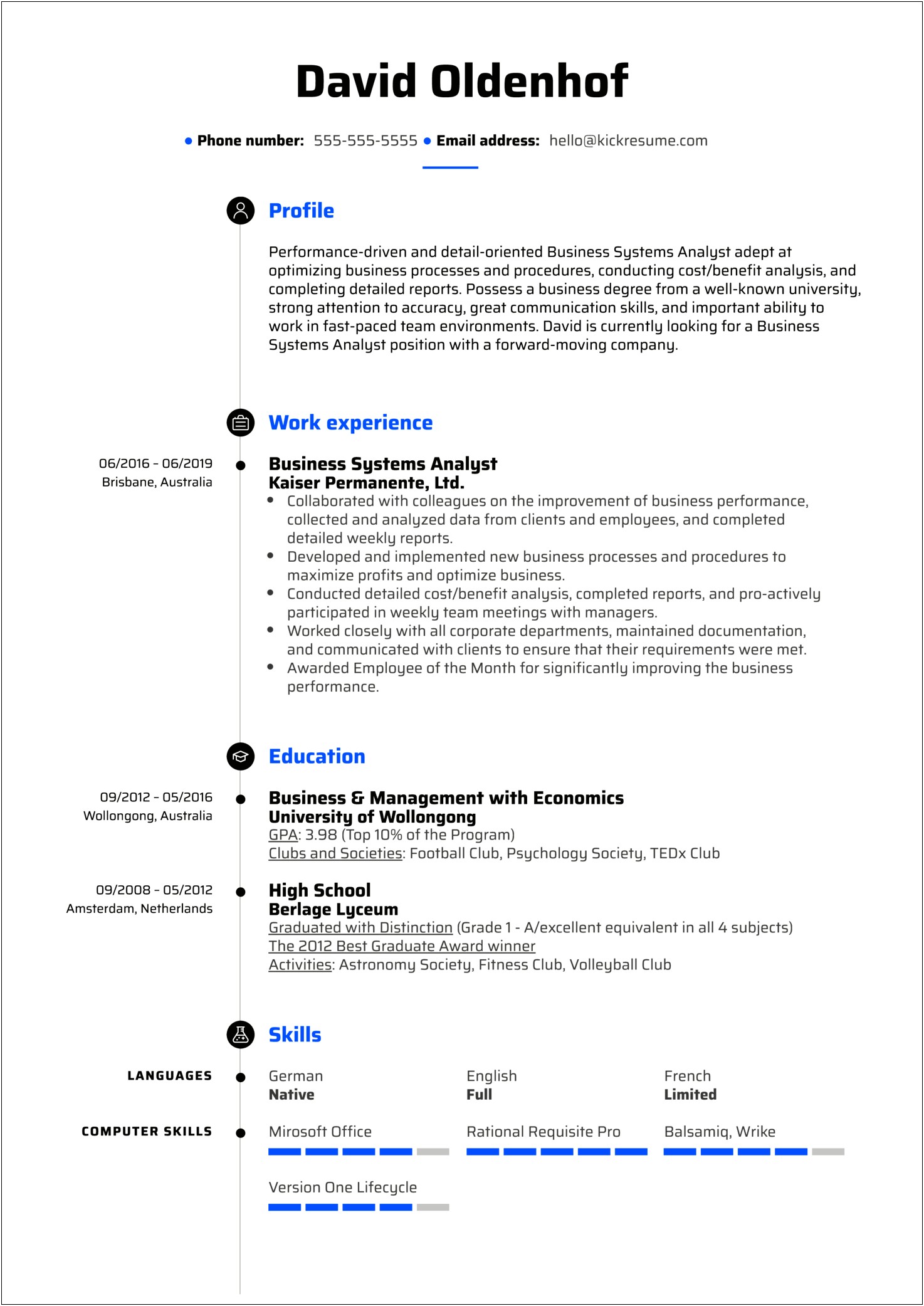 It Business Analyst Resume Sample India