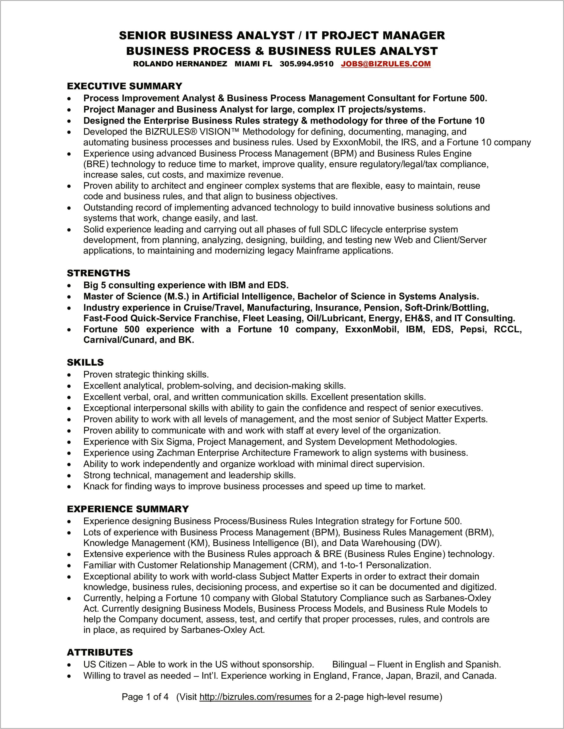 It Business Analyst Resume Sample