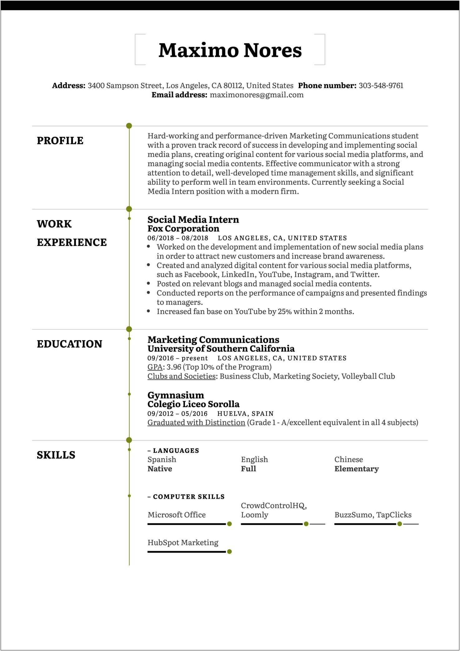 It New Job Resume With Intern Experiance