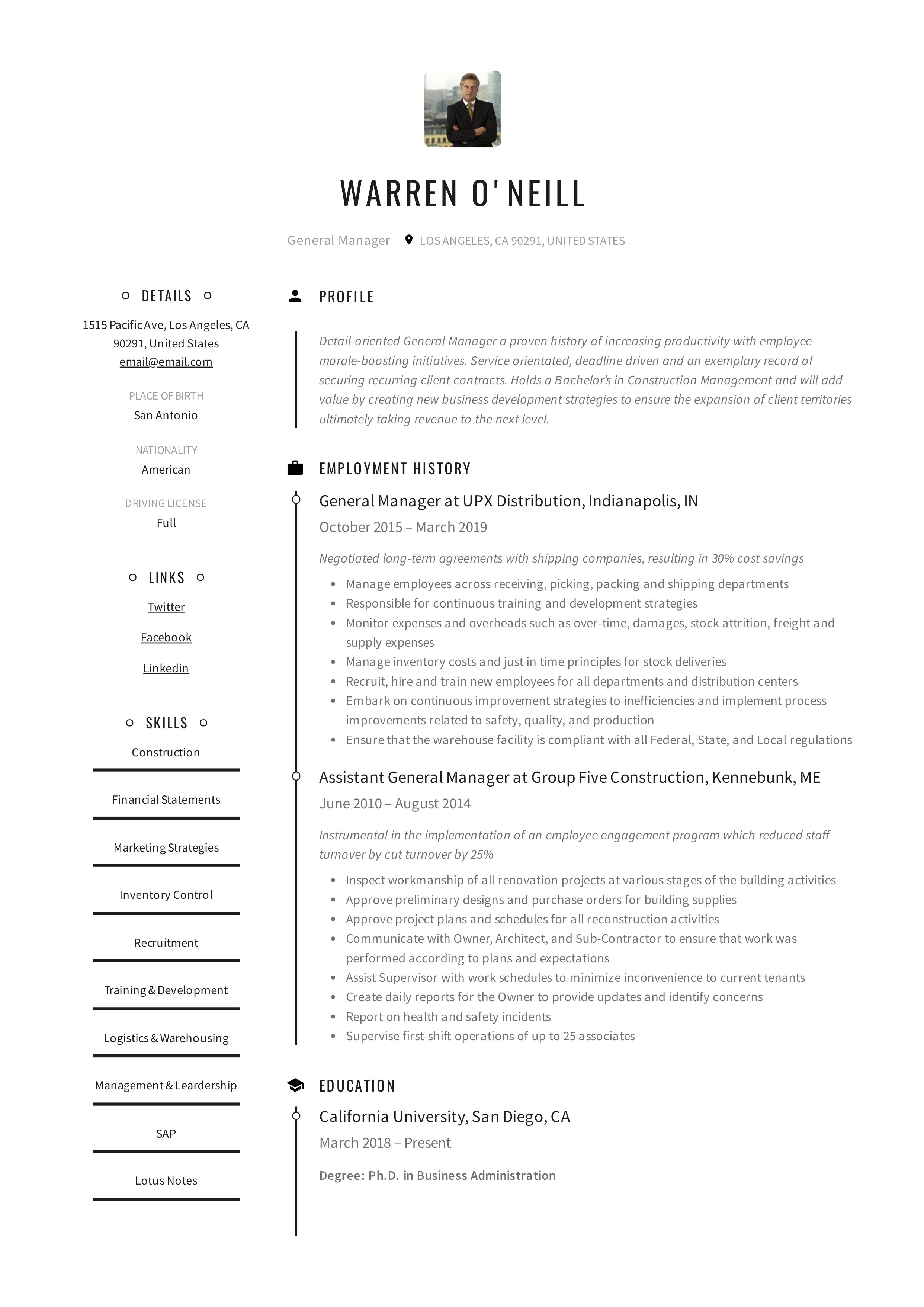 It Operations Manager Resume Pdf