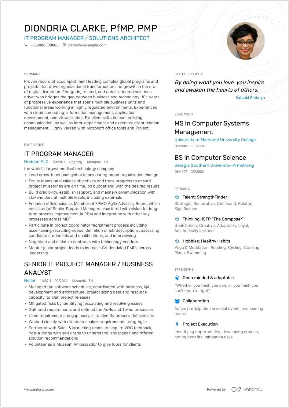It Program Manager Resume Template