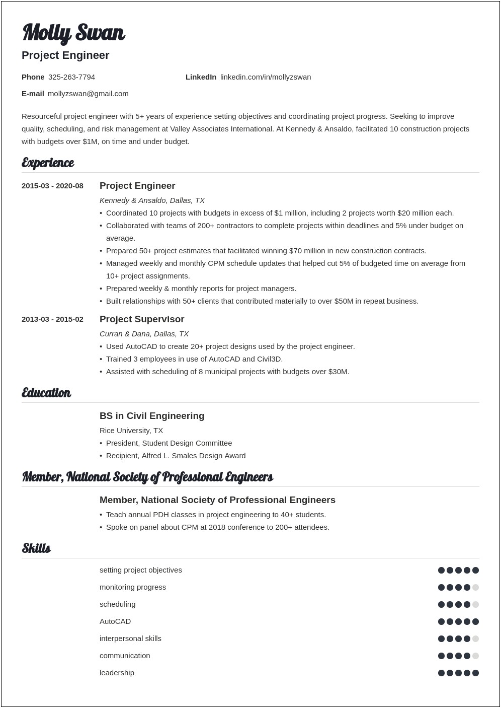 It Project Engineer Sample Resume