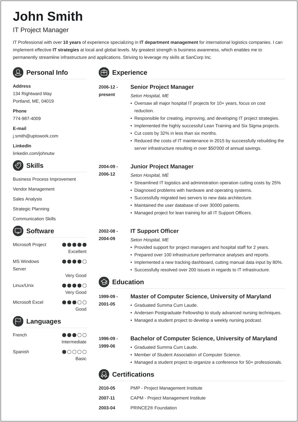 It Project Manager Resume Summary Mid Level Legal