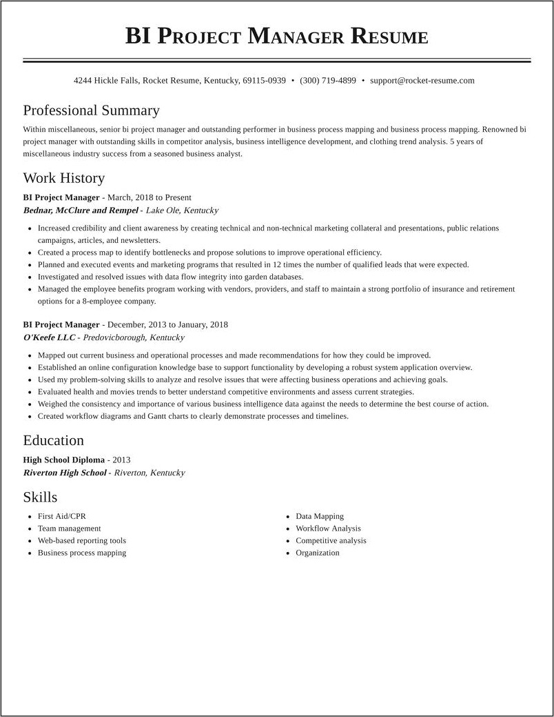 It Project Manager Resume Summary