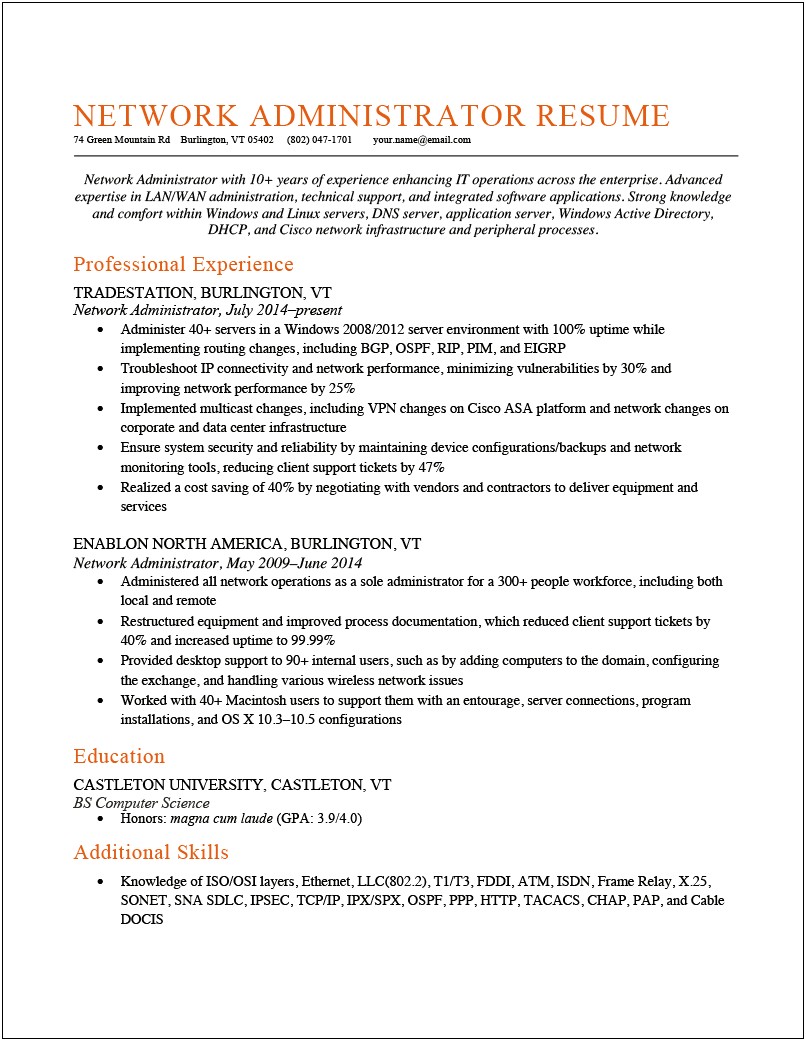 It Support Vmware Resume Examples