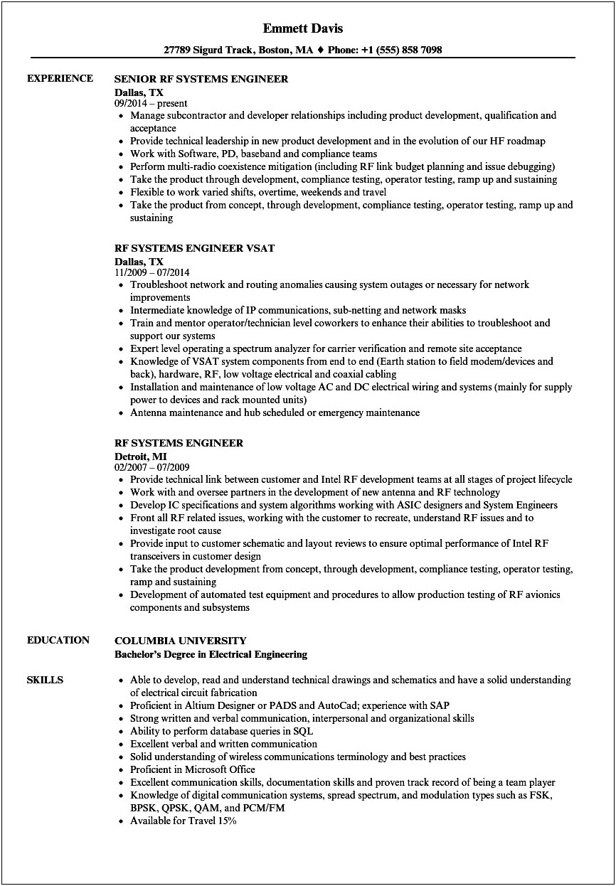 It Systems Engineer Resume Examples
