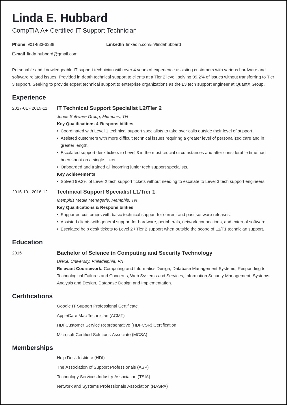 It Technical Support Manager Resume