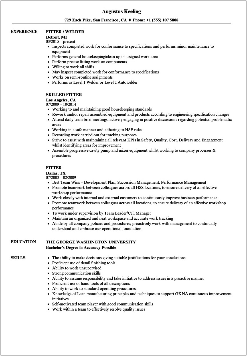Iti Electrician Fresher Resume Format Free Download