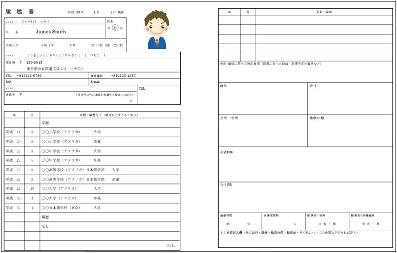 Japanese Resume Sample For Foreigners