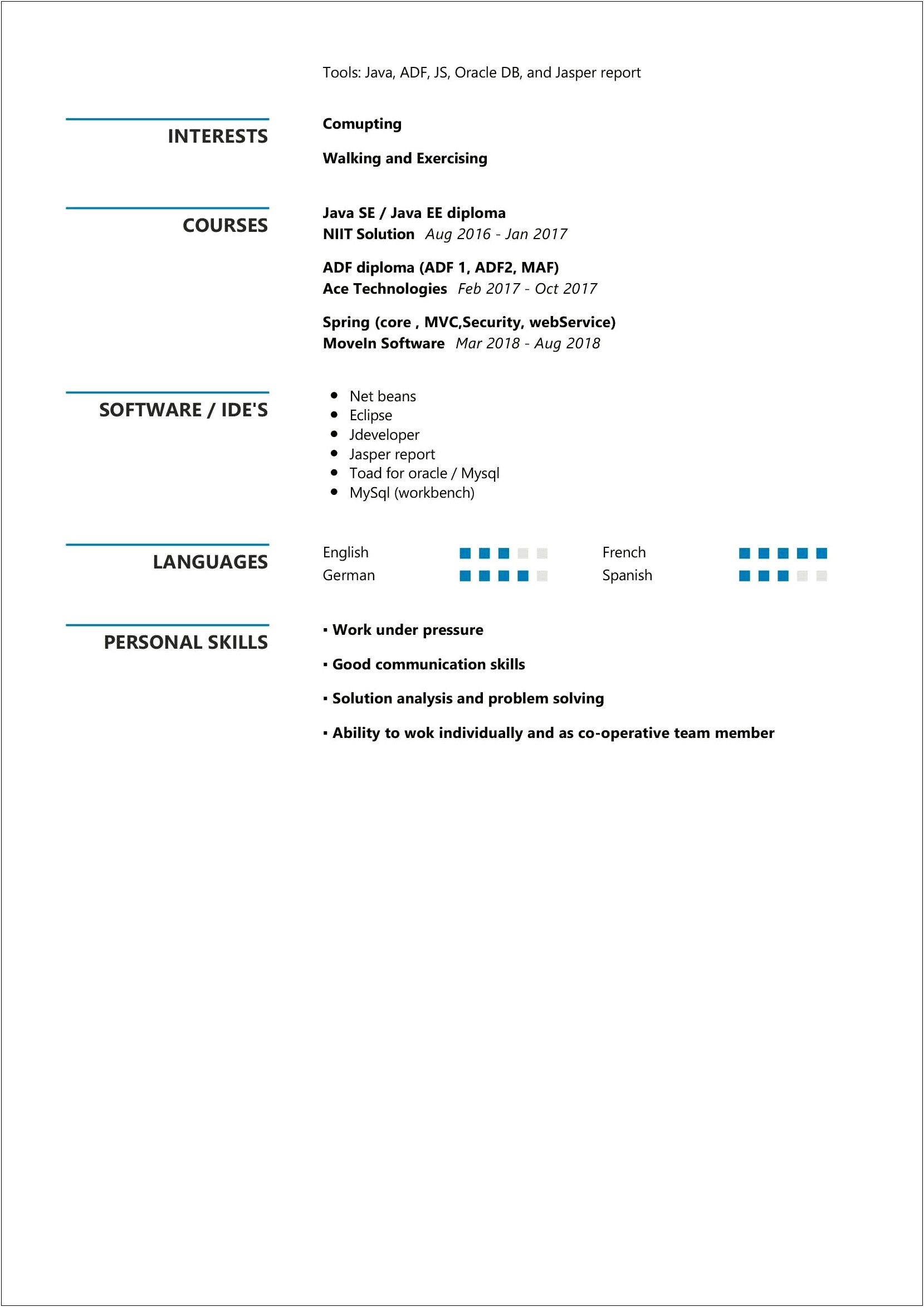 Java 4 Years Experience Resume Download