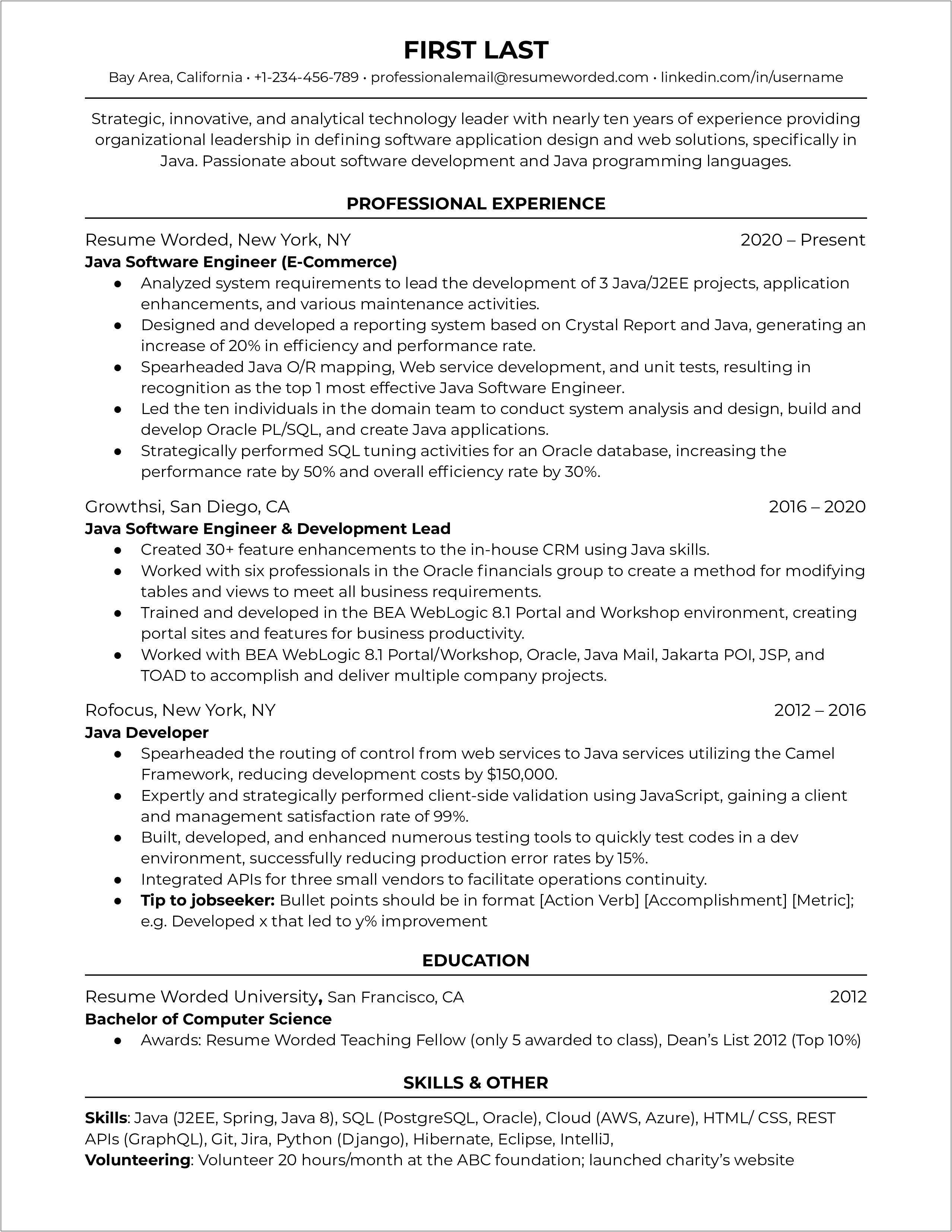 Java Developer With Sql Query Experience Resume