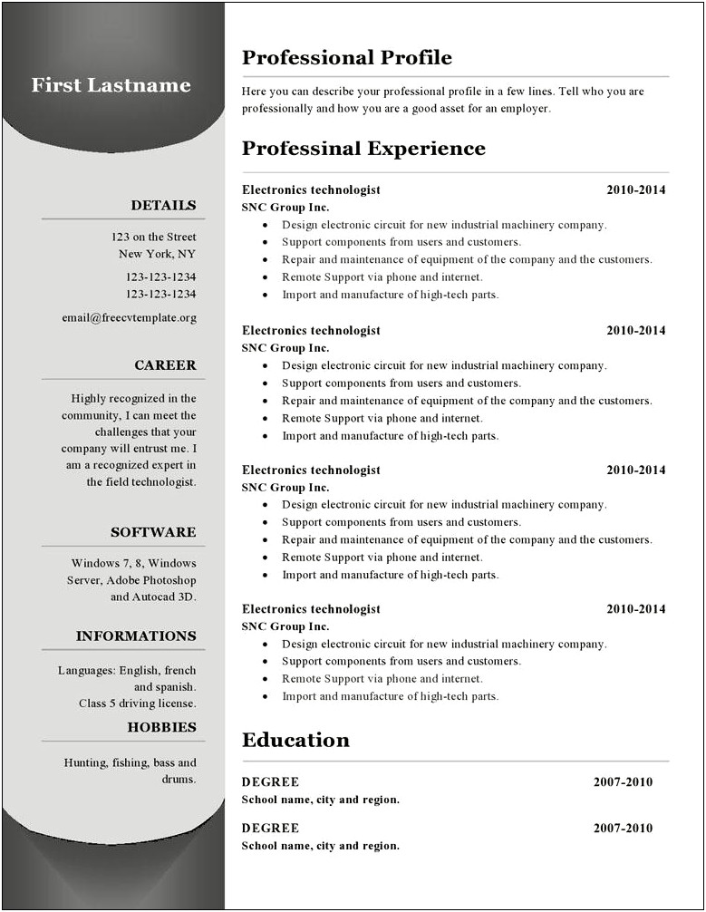 Job Application And Resume Example