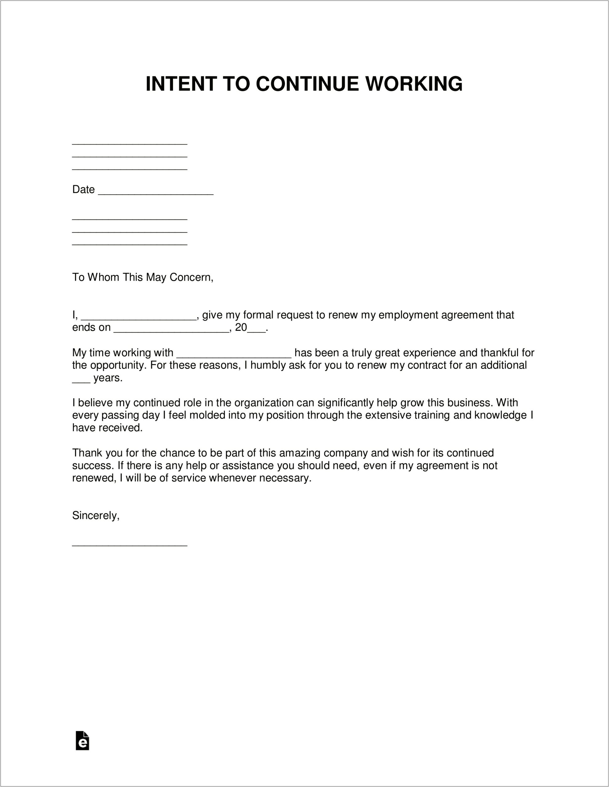 Job Contract Renewal Letter Resume