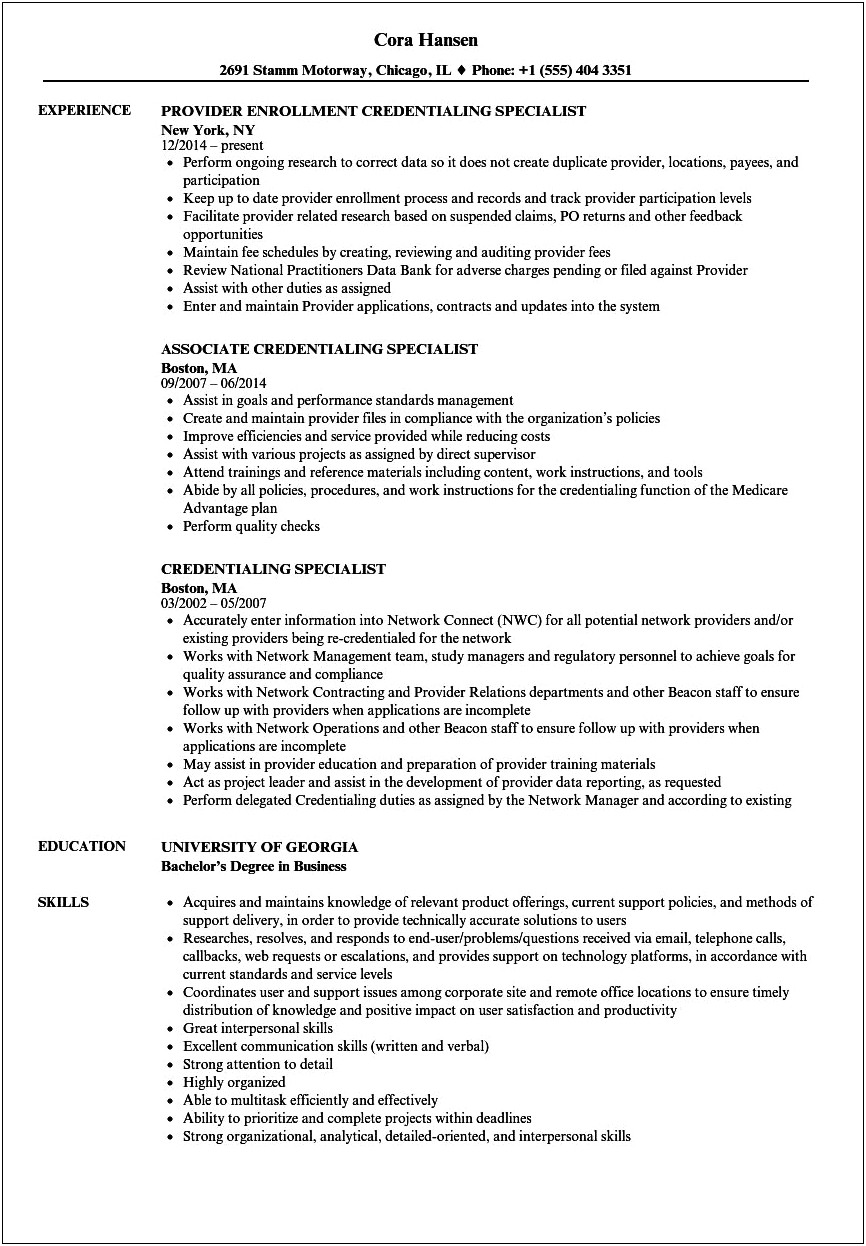 Job Credentials On A Resume