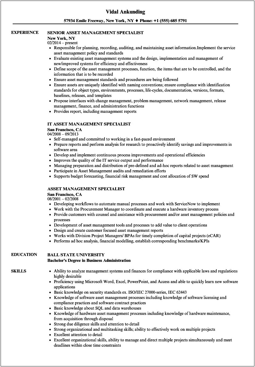 Job Description For Asset Protection For Resume