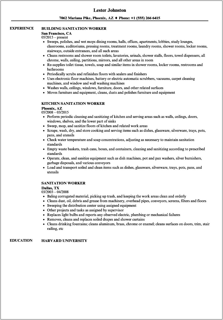 Job Description For Resume Dish Machine Operator