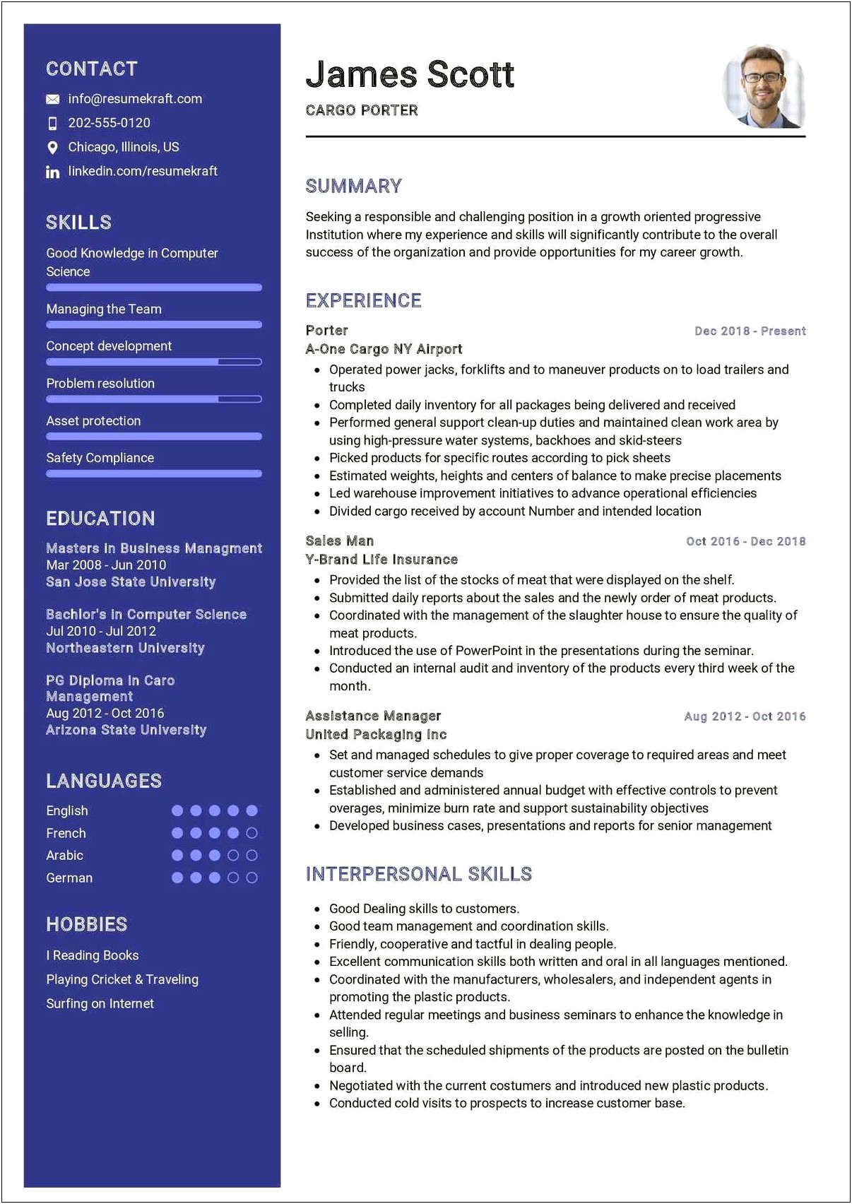 Job Description For Resume Porter