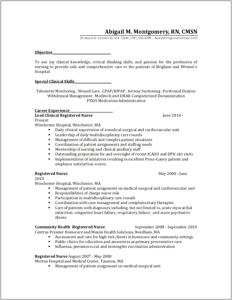 Job Description Of A Nurse For Resume