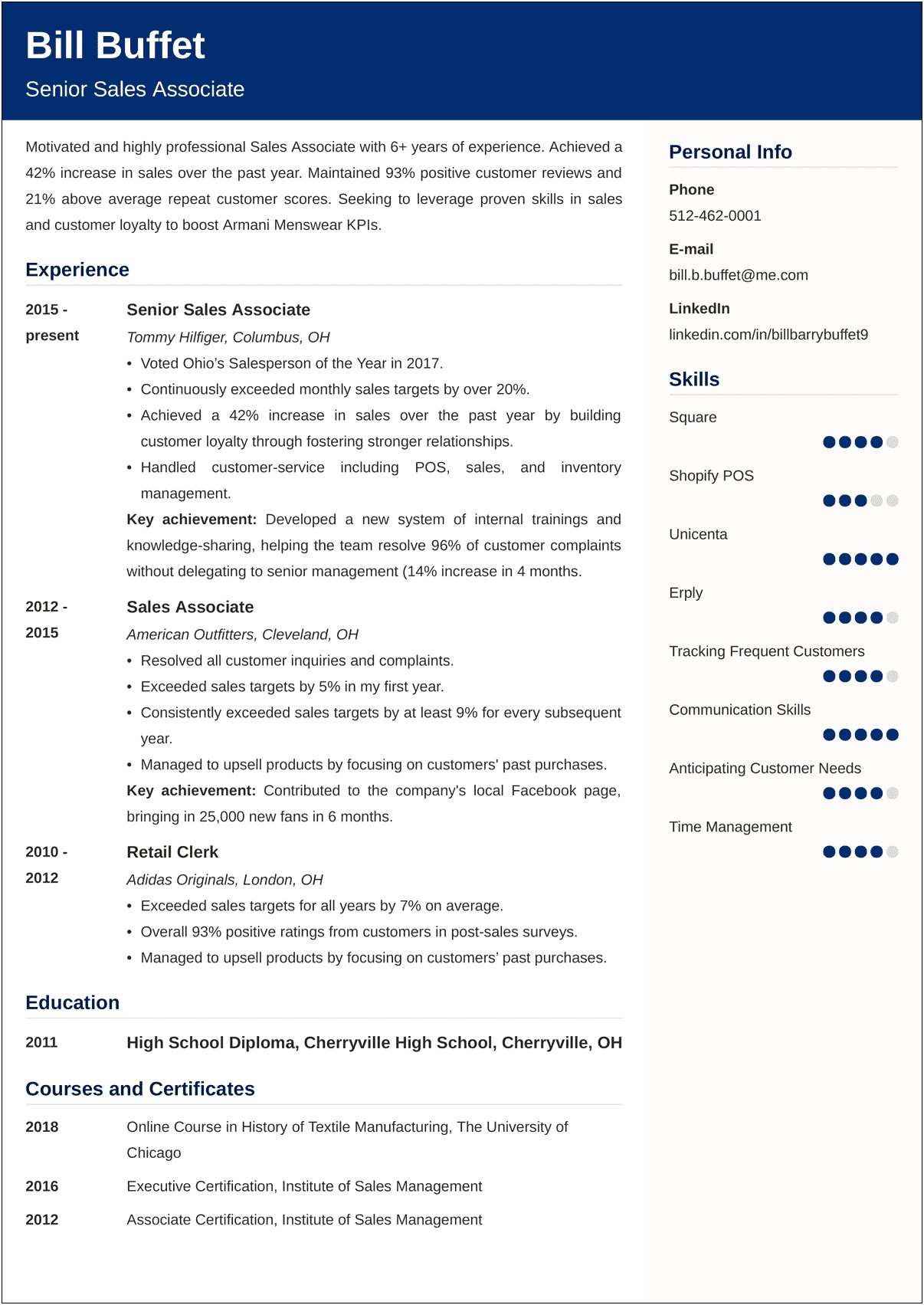 Job Description Retail Sales Associate Resume
