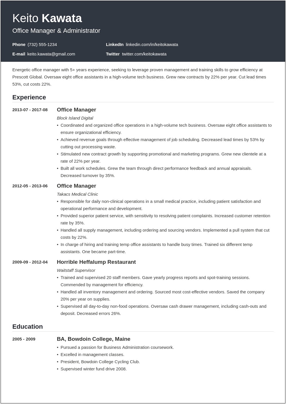 Job Duties Of A Manager For Resume