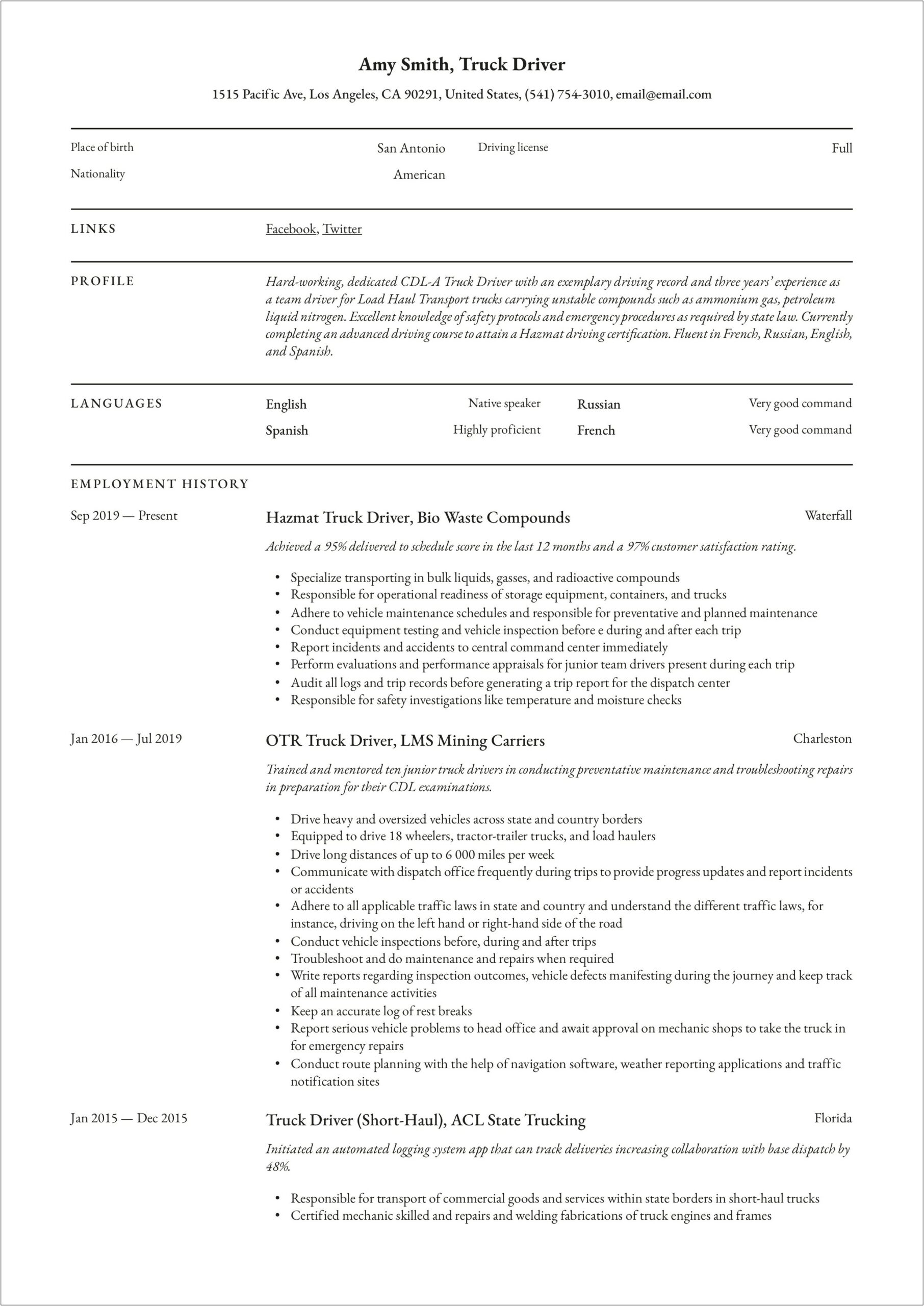 Job Objective Example Resume For Transit City
