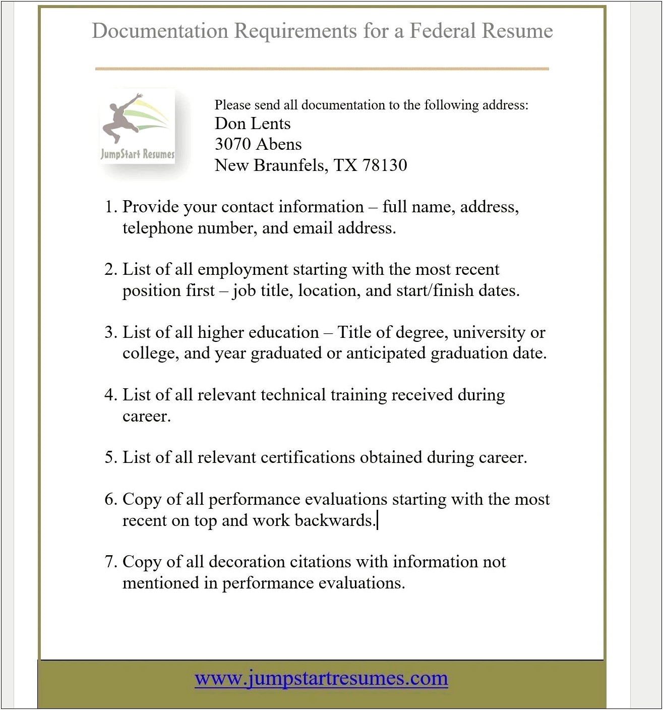 Job Related Training Federal Resume