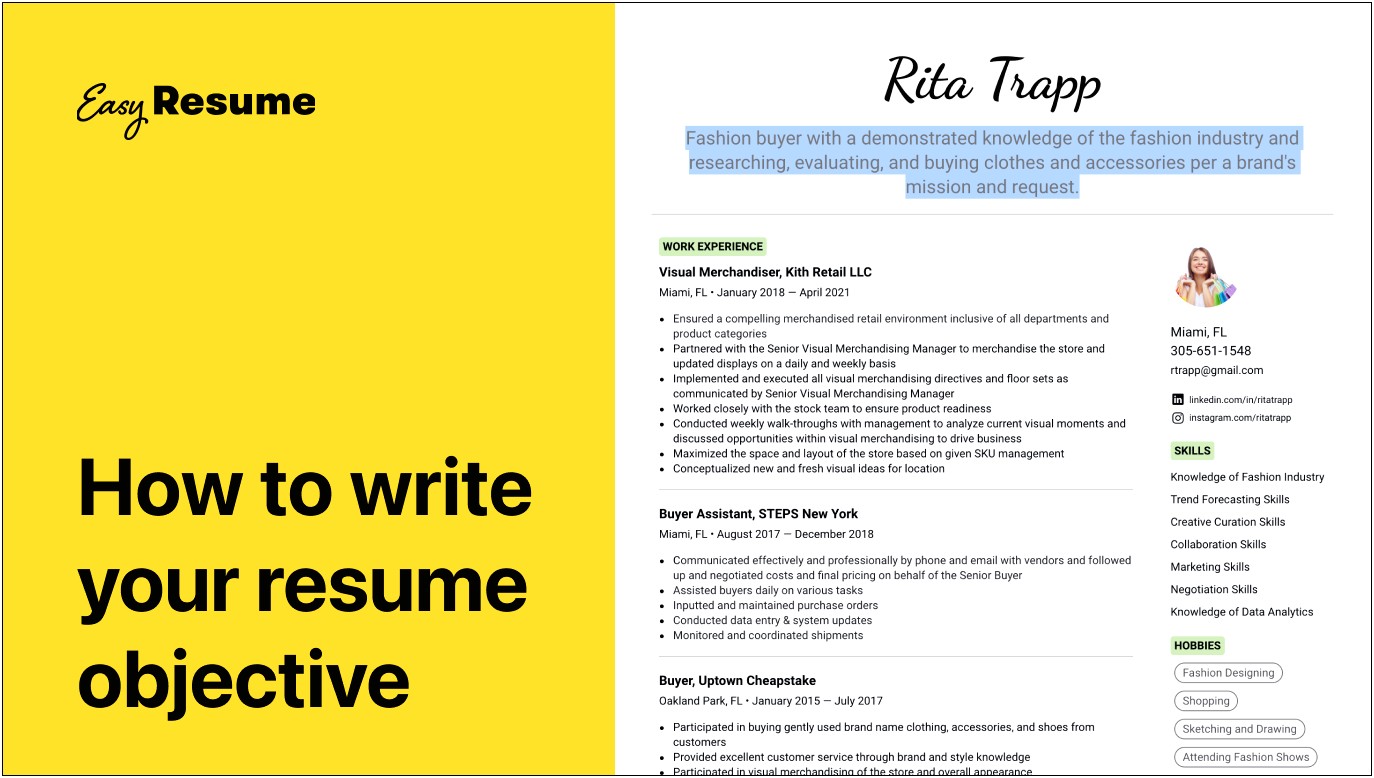 Job Resume Objective For Maintance Person