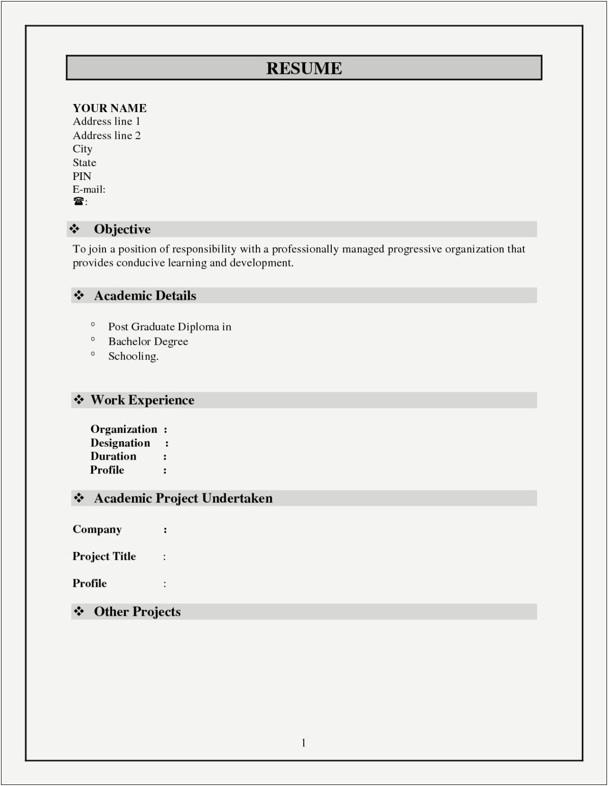 Job Resume Pdf Format Download
