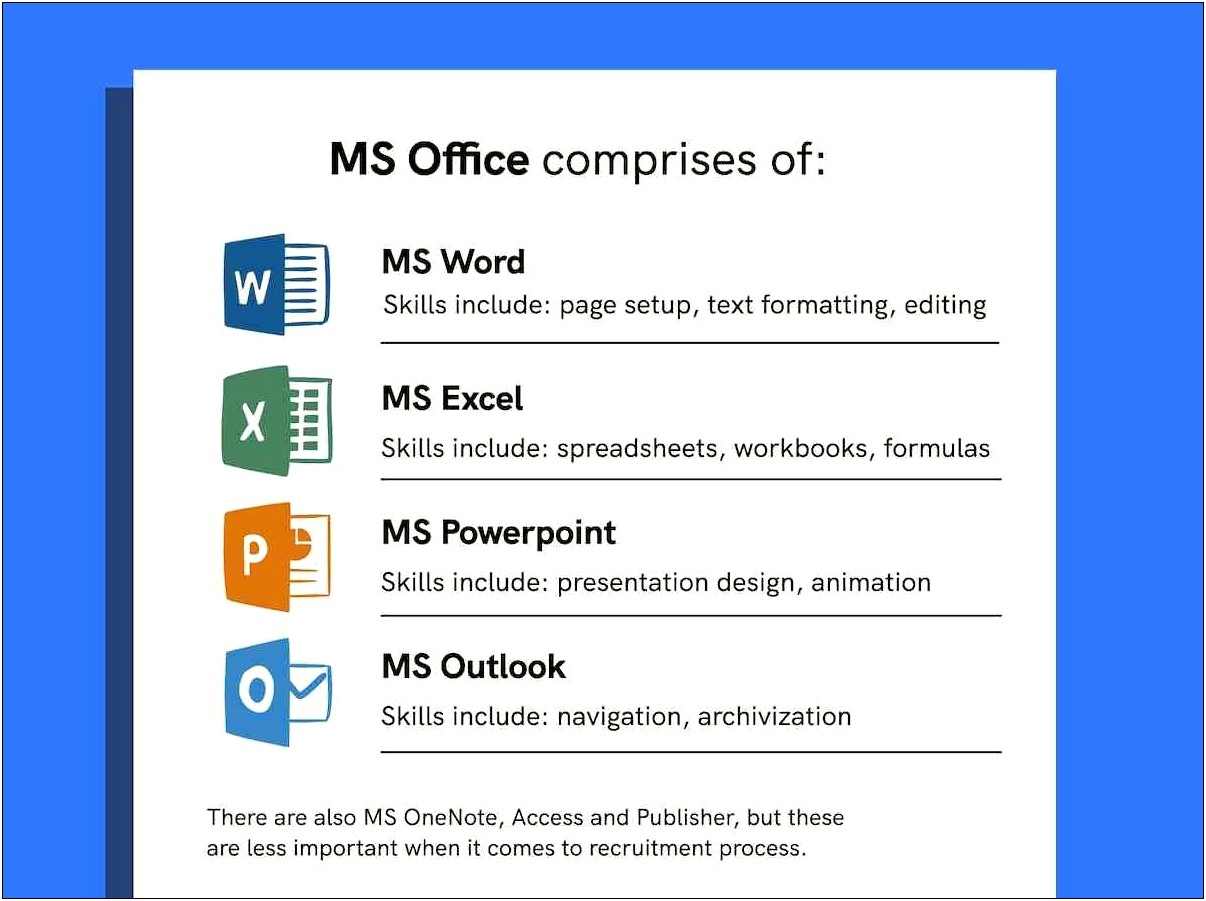 Job Resume Skills Microsoft Excel