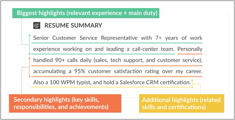 Job Resume Summary For Starter Sample