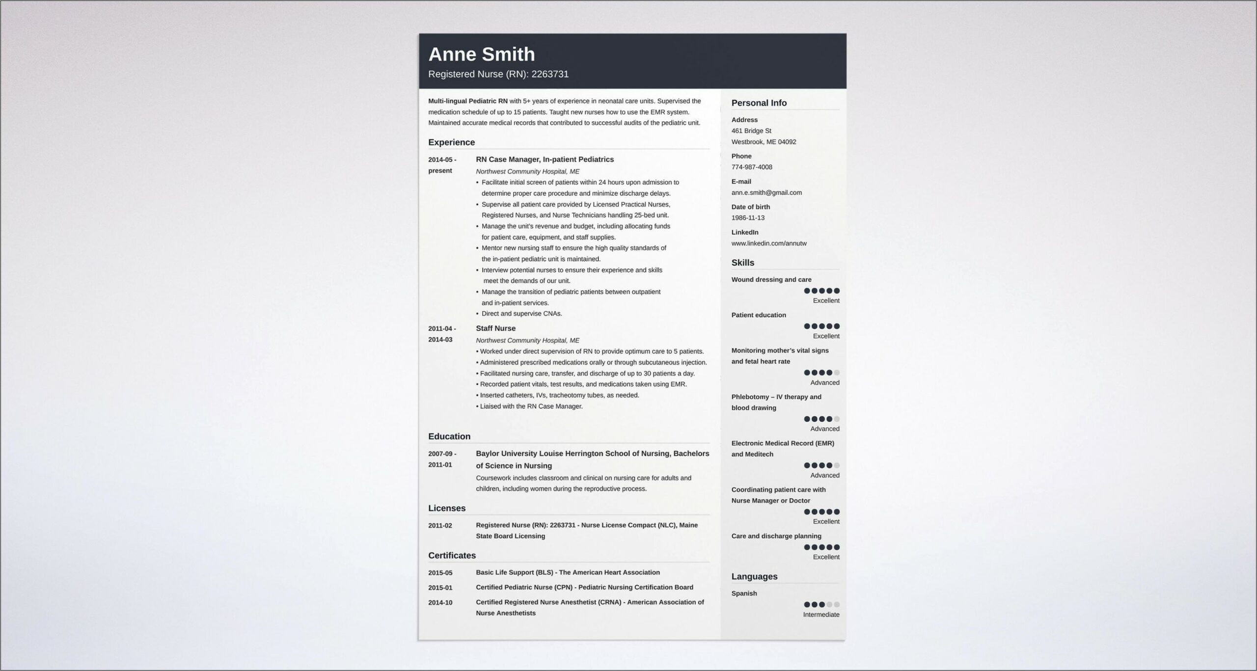 Job Scan Sample Nurse Resume