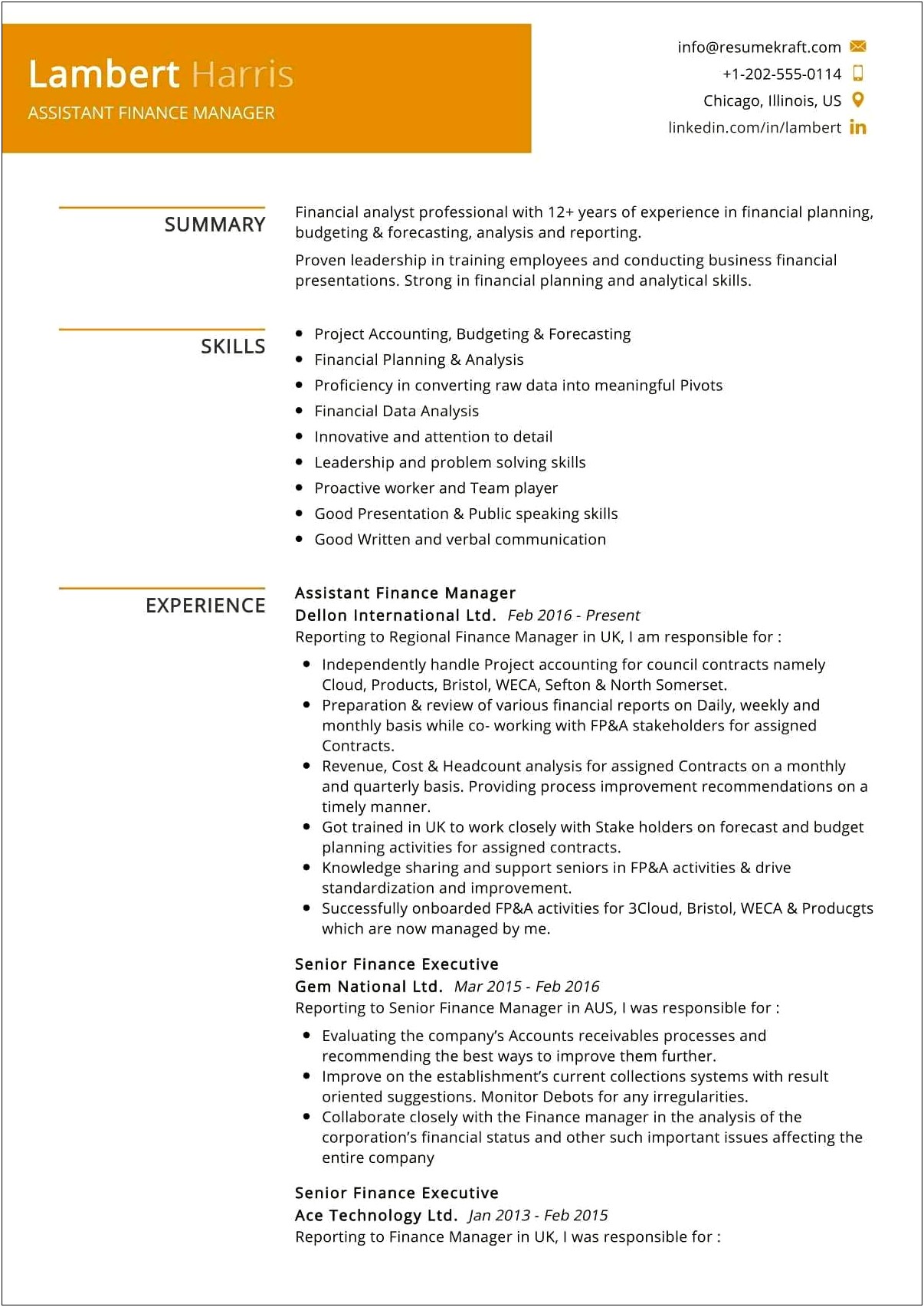 Job Skills For Assistant Manager Resume