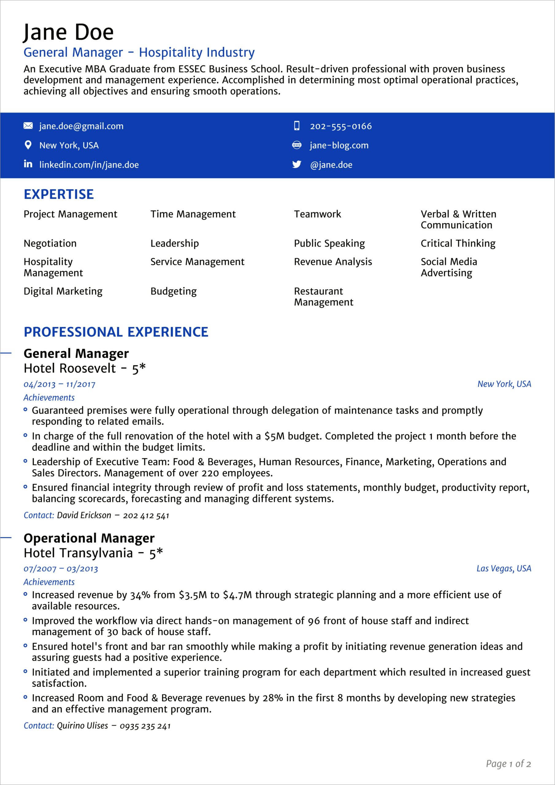 Job Title On Resume Example