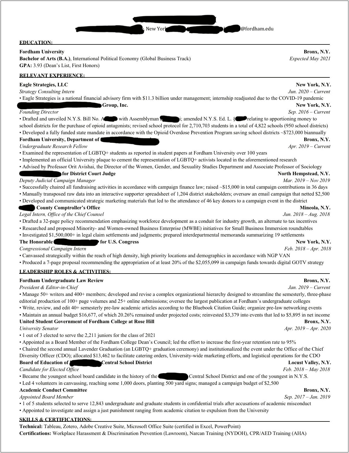 Jobs Before Law School Resume