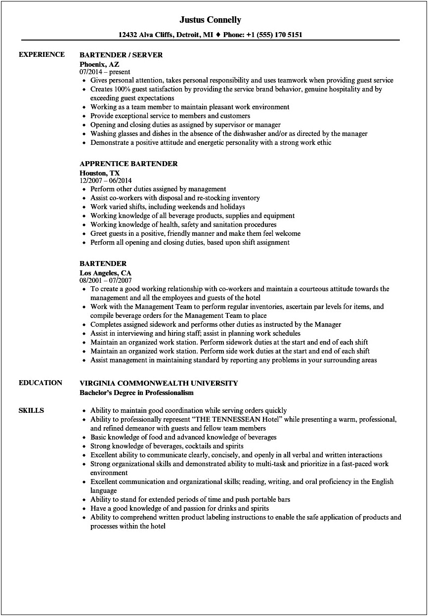 Juice Store Employee Resume Example
