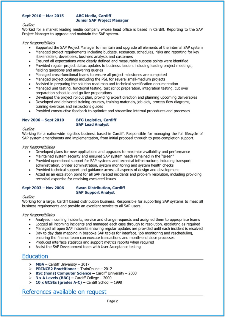 Junior Construction Project Manager Resume