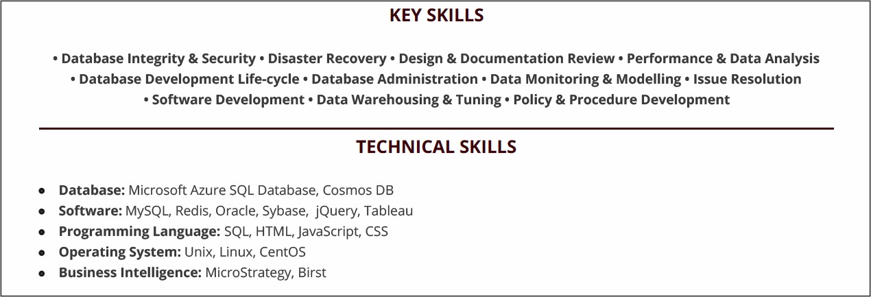 Junior Oracle Dba Sample Resume