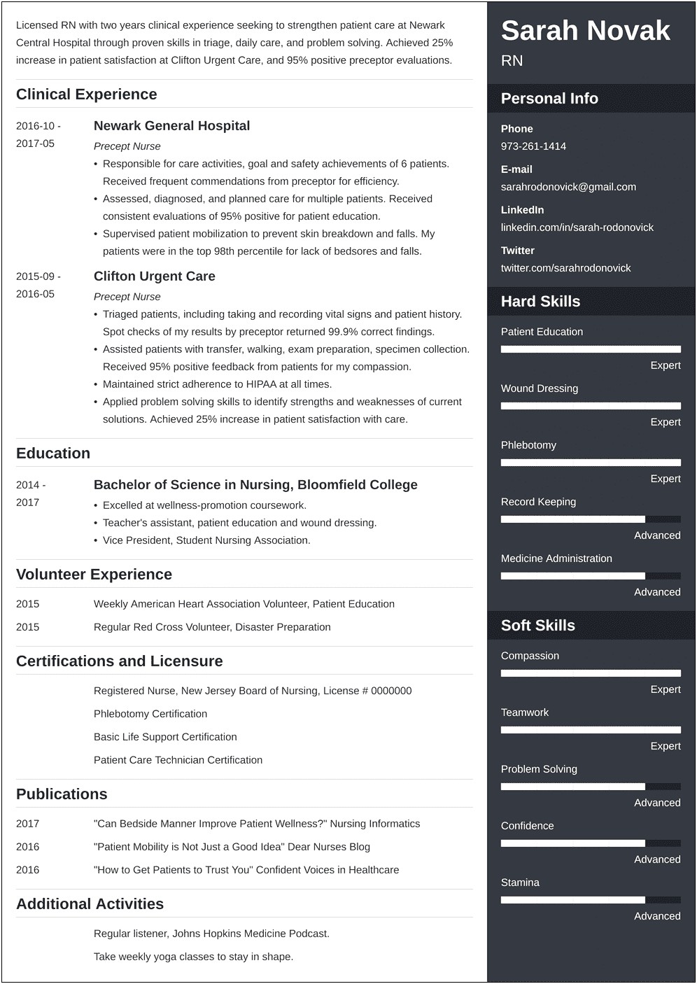 Key Skills Nursing Student Resume