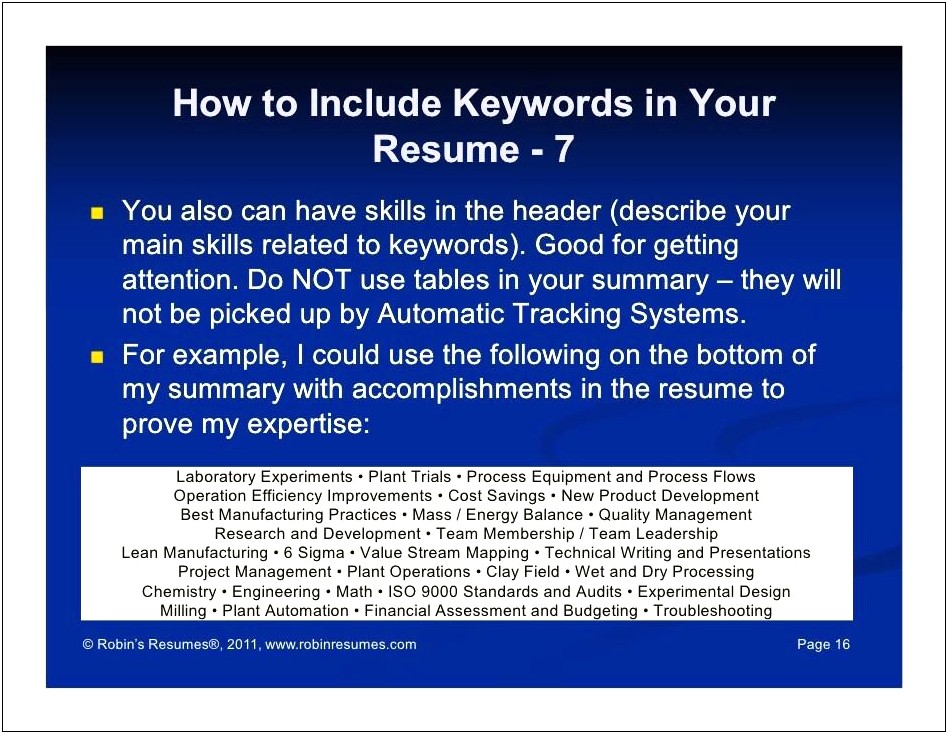 Keywords To Include On Project Management Resume