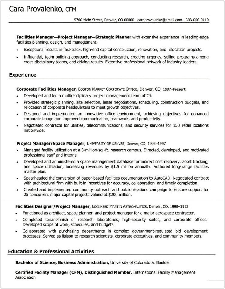 L Bids Project Managment Resume Examples